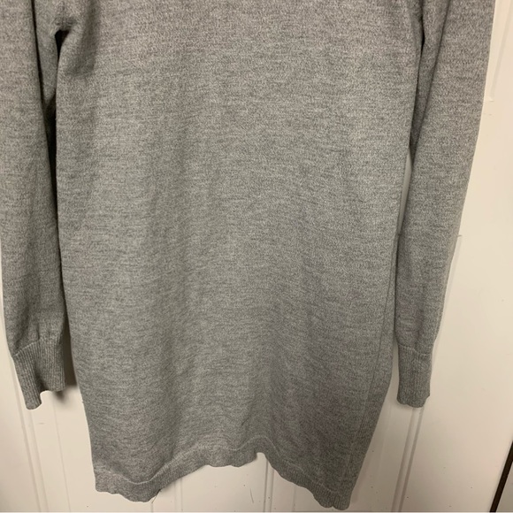 Esperanza Long Open Sweater Heathered Gray Ribbed Front & Cuffs Pockets Sz M - Picture 6 of 9